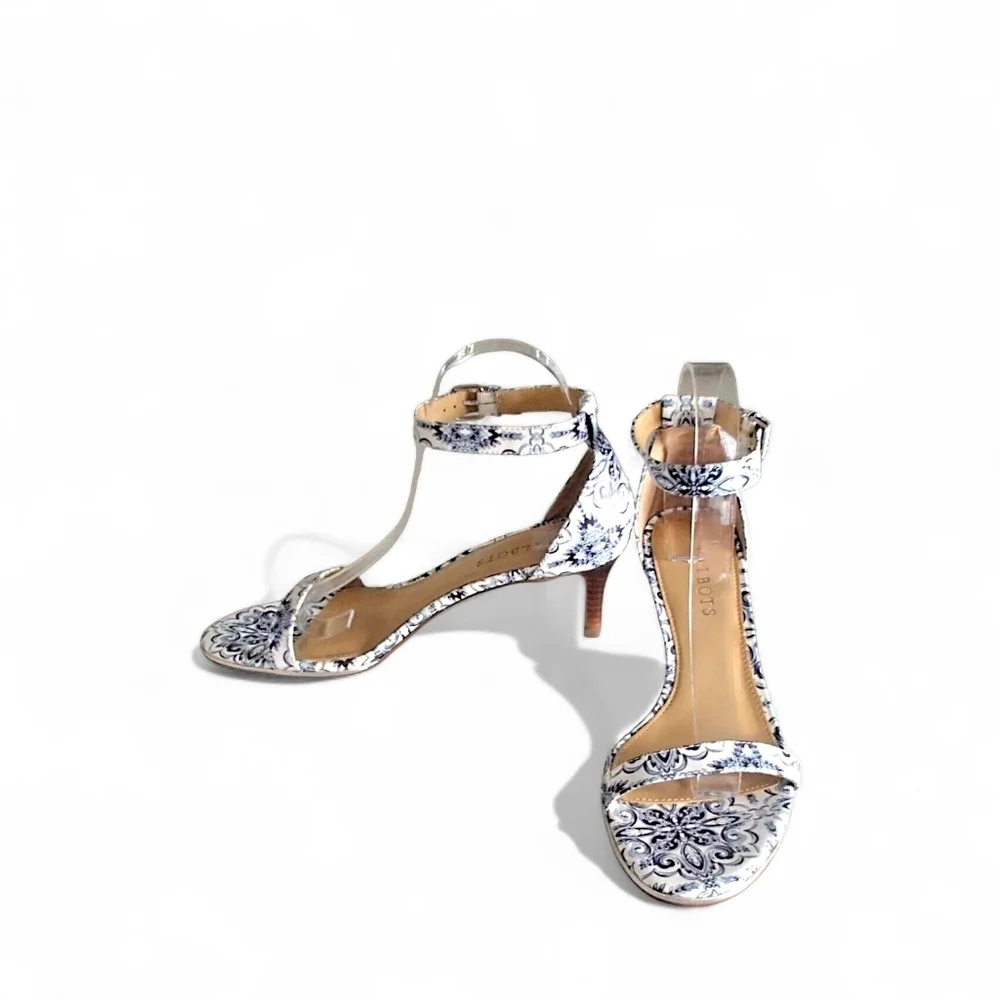 Talbots Trulli Blue & White Leather Strappy Heel Sandal – Size 9.5M – NWT